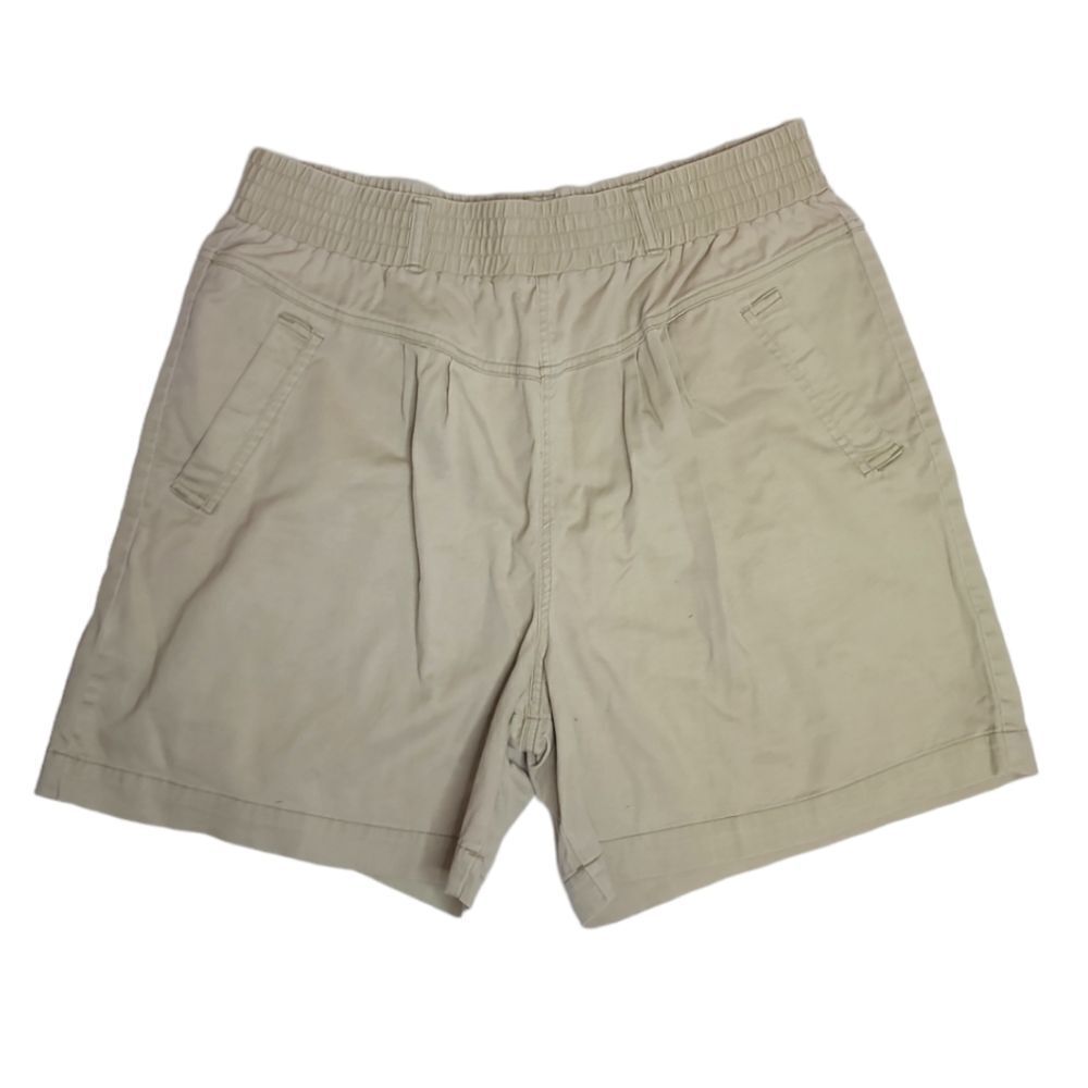 VINTAGE 90s tan beige pull on baggy mid length unisex shoets XL‎